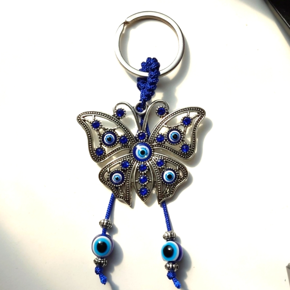 Blue evil eye keychain
